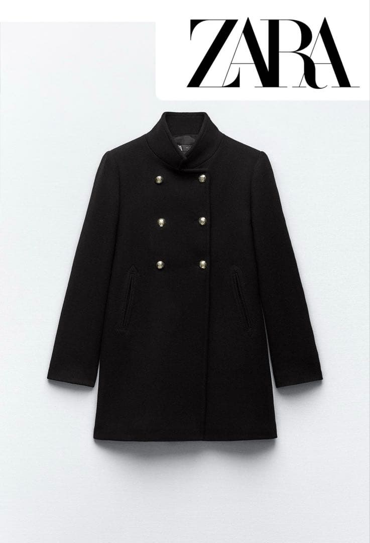 ZARA ダブルブレストハイネックウールブレンドコート