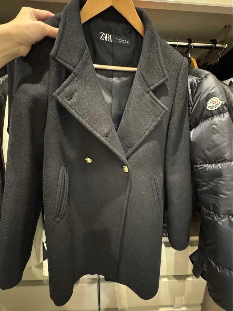 ZARA ダブルブレストハイネックウールブレンドコート