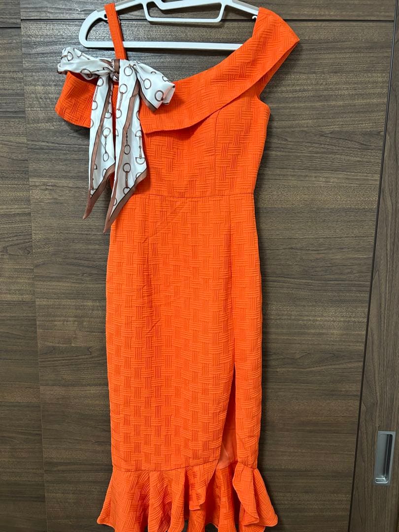 ROBE de FLEURS DEA ワッフルスリットマーメイドドレス オレンジ