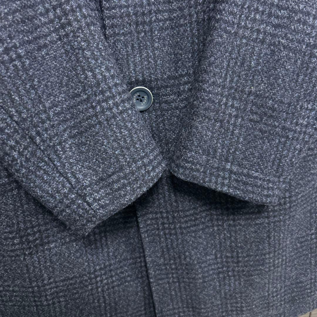 ヘルノ チェスターコート グレンチェック 中綿 ウール ダークネイビー 46