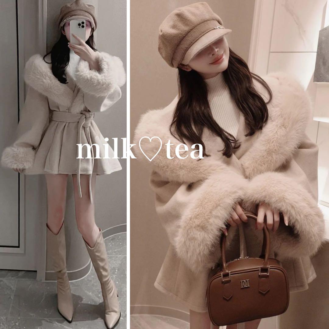 新品タグ付 ダーリッチ ウエストベルトプリンセスラインコート ベージュ FL