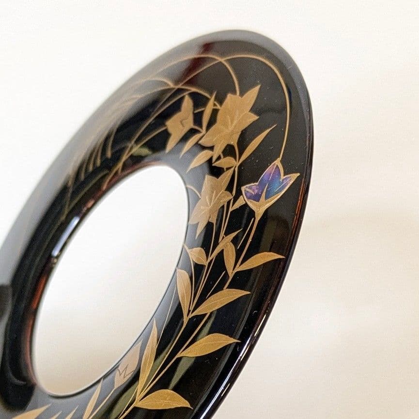 【セール・新品】 法衣環　黒　桔梗　約10cm　蒔絵　田中修孝作