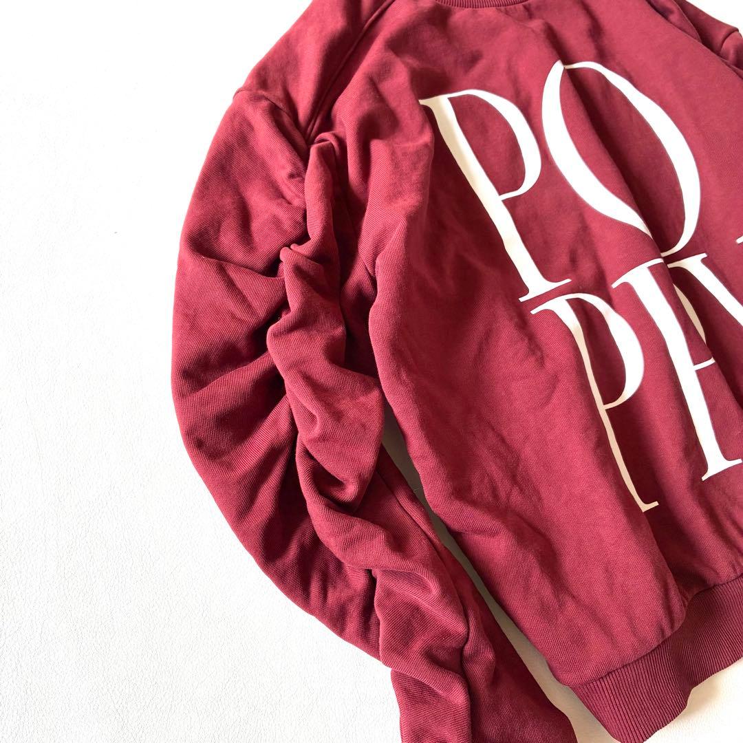 極美品✨POPPY ロゴプリントスウェット　プルオーバー　ギャザースリーブ
