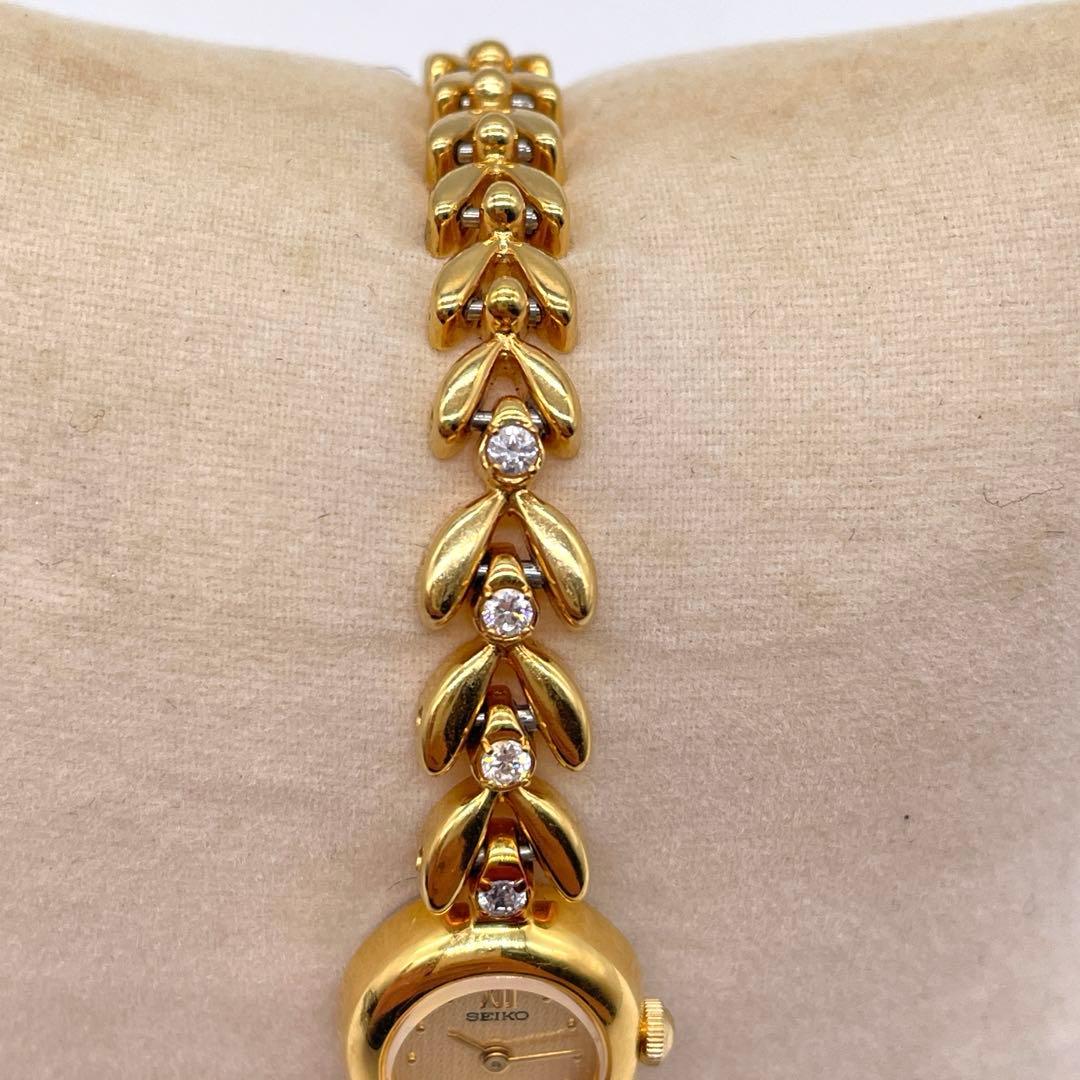 ◆SEIKO 腕時計◆動作品 セイコー ゴールドカラー ストーン ブレス