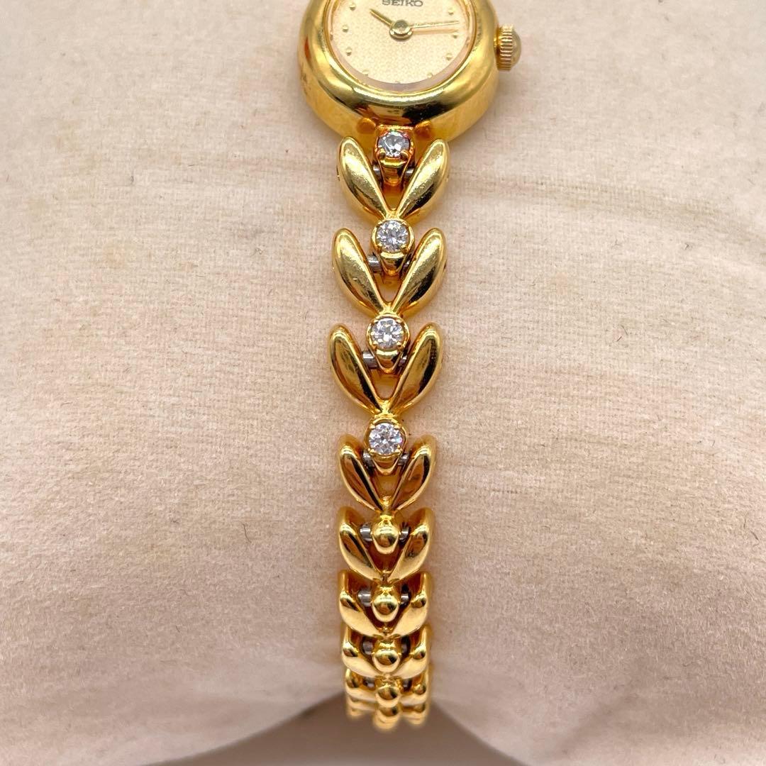 ◆SEIKO 腕時計◆動作品 セイコー ゴールドカラー ストーン ブレス