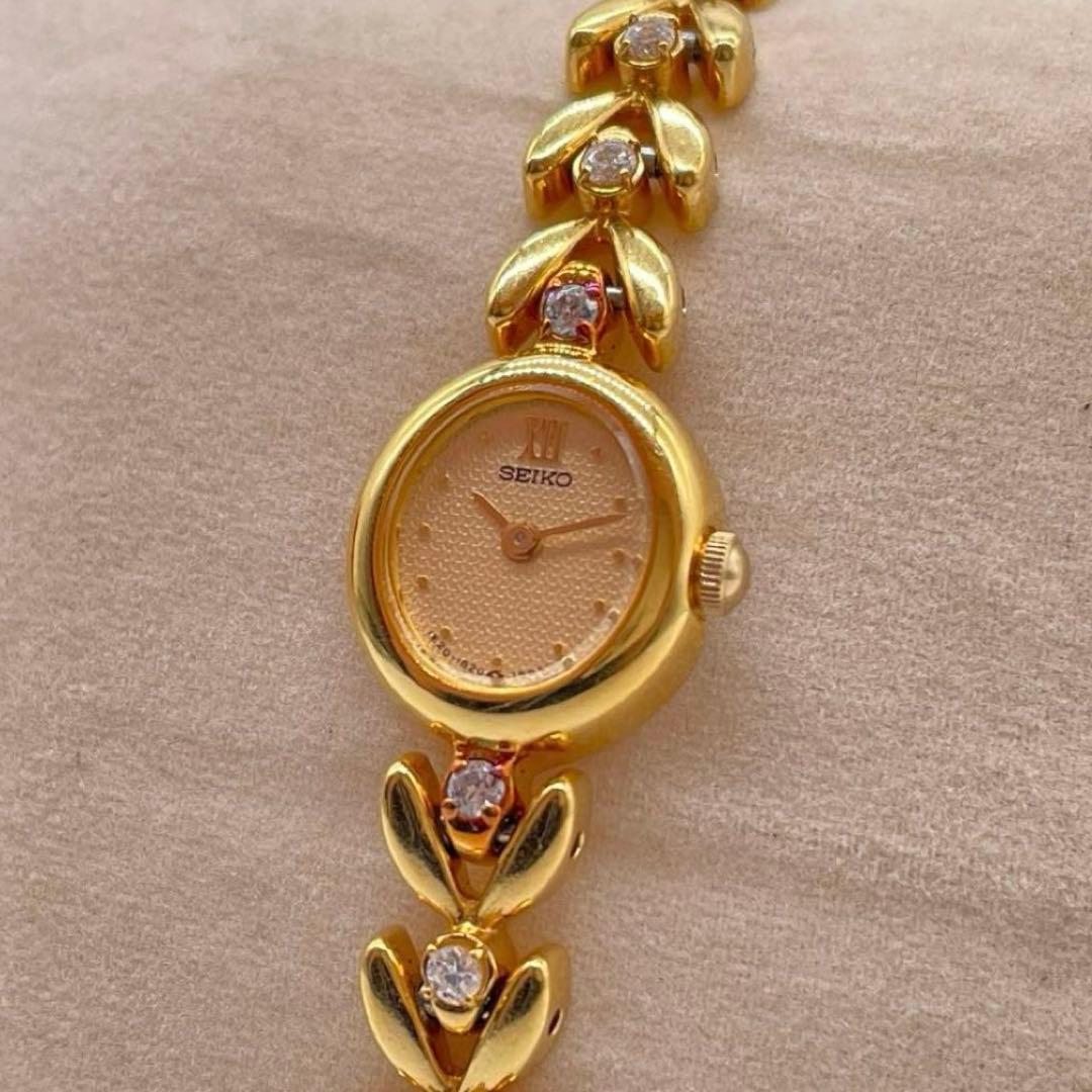 ◆SEIKO 腕時計◆動作品 セイコー ゴールドカラー ストーン ブレス