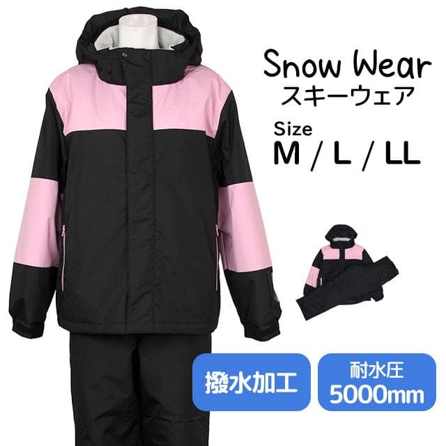 スキーウェア レディース 上下セット チケットホルダー付き ブラック M