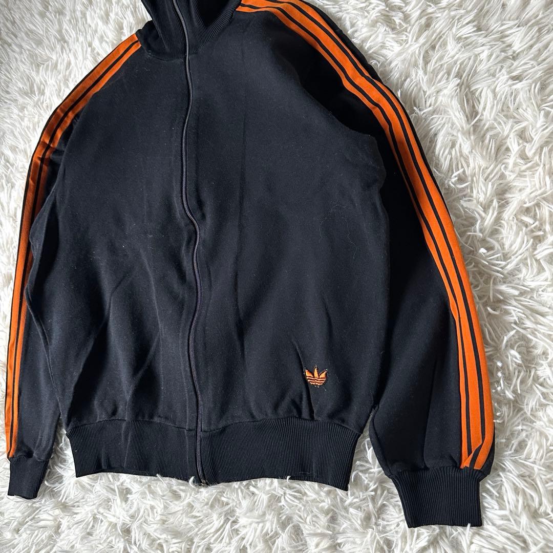 70s adidas トラックジャケット 西ドイツ デサント製 黒 オレンジ