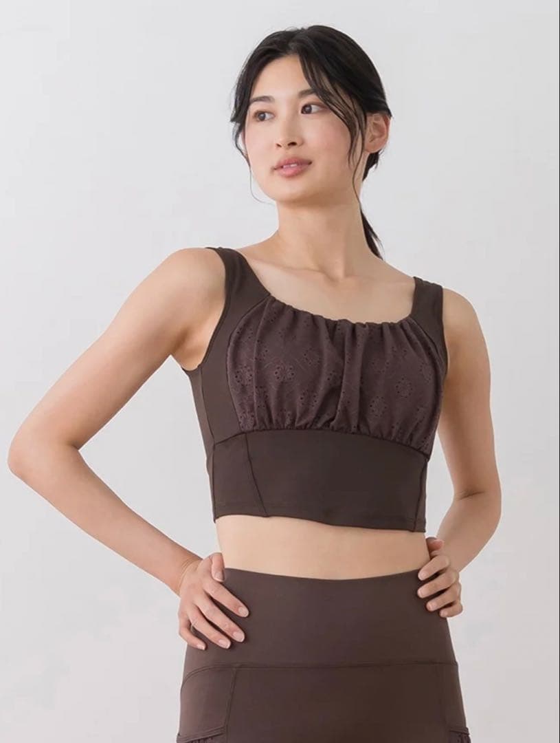 SUKALA カップ付き　フラワーレースブラトップ Mサイズ　ブラウン