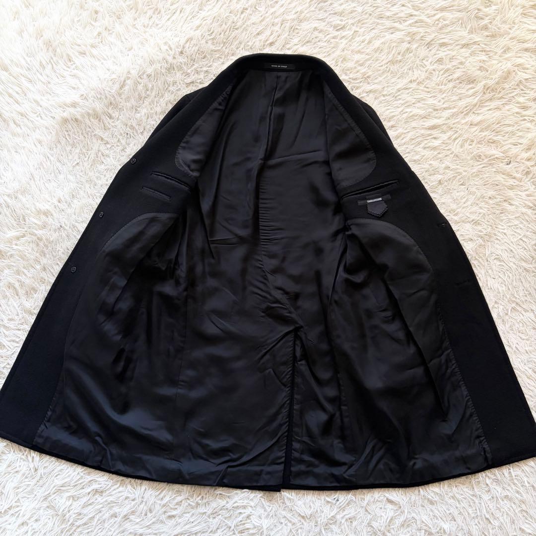 <美品>TAGLIATORE ブラック カシミヤ100% チェスターコート 42