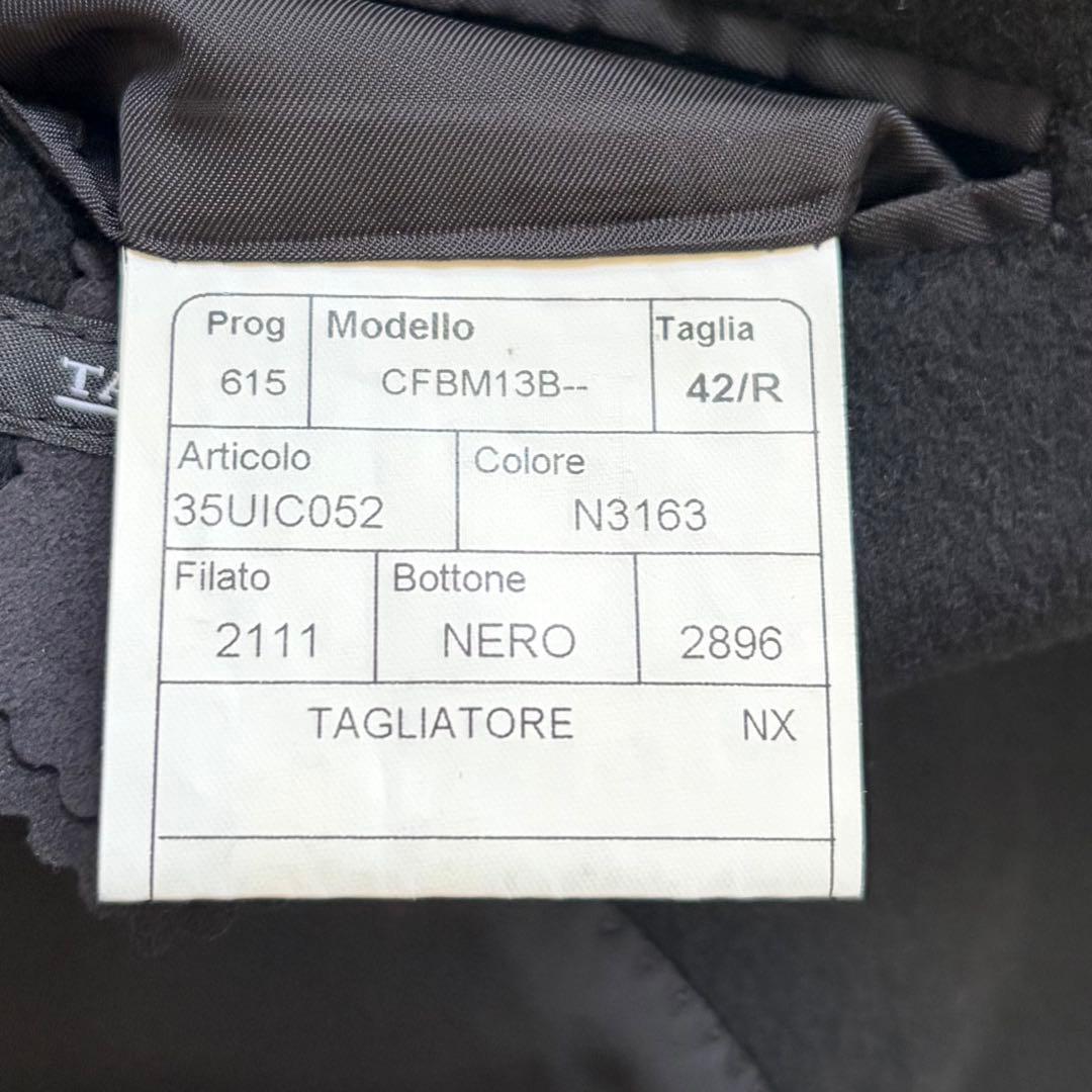 <美品>TAGLIATORE ブラック カシミヤ100% チェスターコート 42