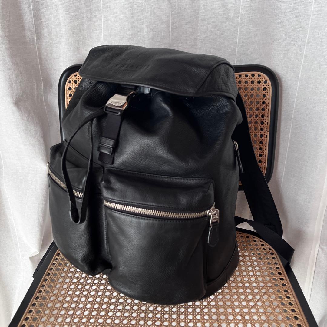 バッグ COACH/Black leather backpack