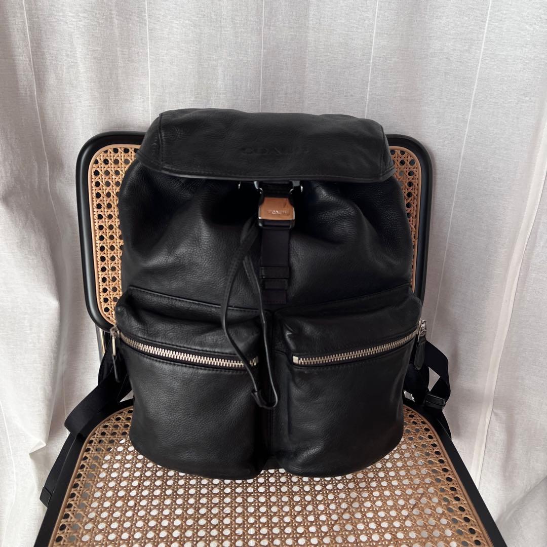 バッグ COACH/Black leather backpack