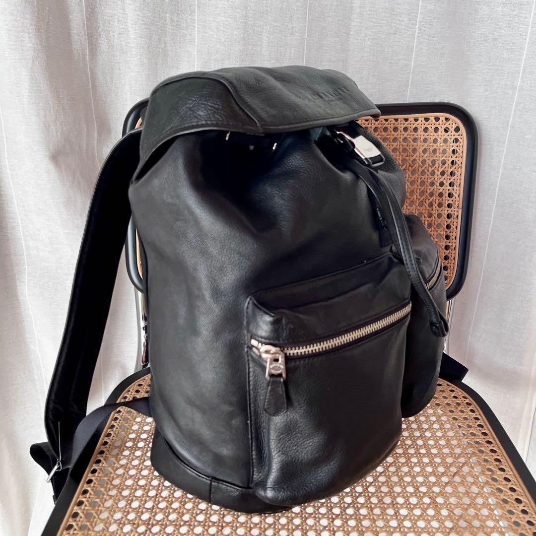 バッグ COACH/Black leather backpack