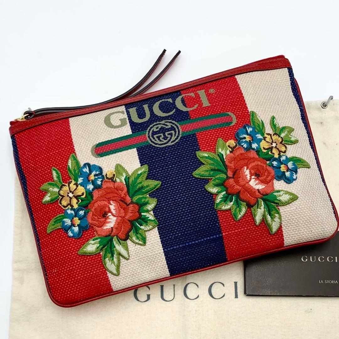 美品 GUCCI グッチ GGロゴ クラッチバッグ バイアデラ シルヴィ