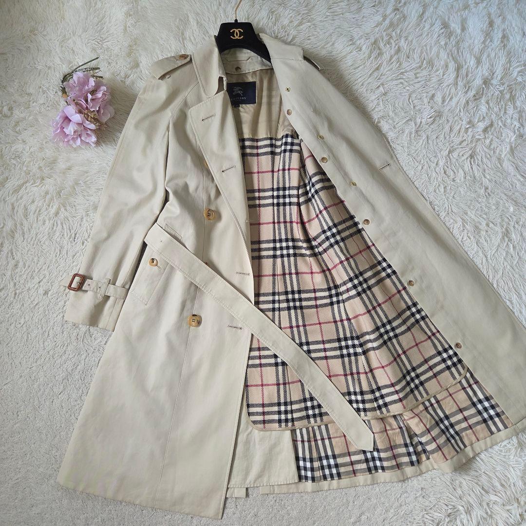 美品 バーバリー ライトベージュ トレンチコート ライナー ノバチェック 38M