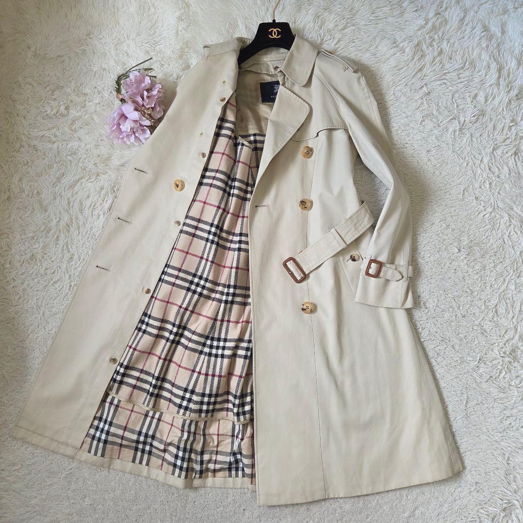 美品 バーバリー ライトベージュ トレンチコート ライナー ノバチェック 38M