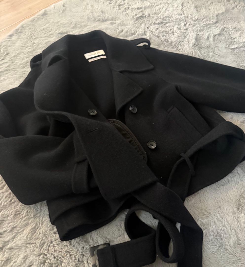 エイミーイストワール ウールショートトレンチコート ブラック 36 ジャケット