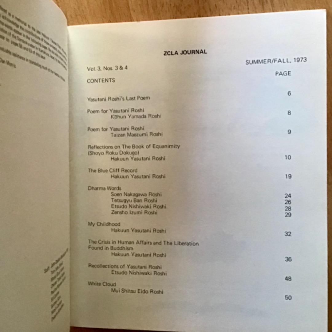 洋書 Yasutani Roshi Memorial Issue ZCLA