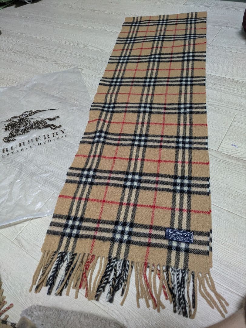 暖かいロングBurberry チェック柄 マフラー 100%ラムズウール