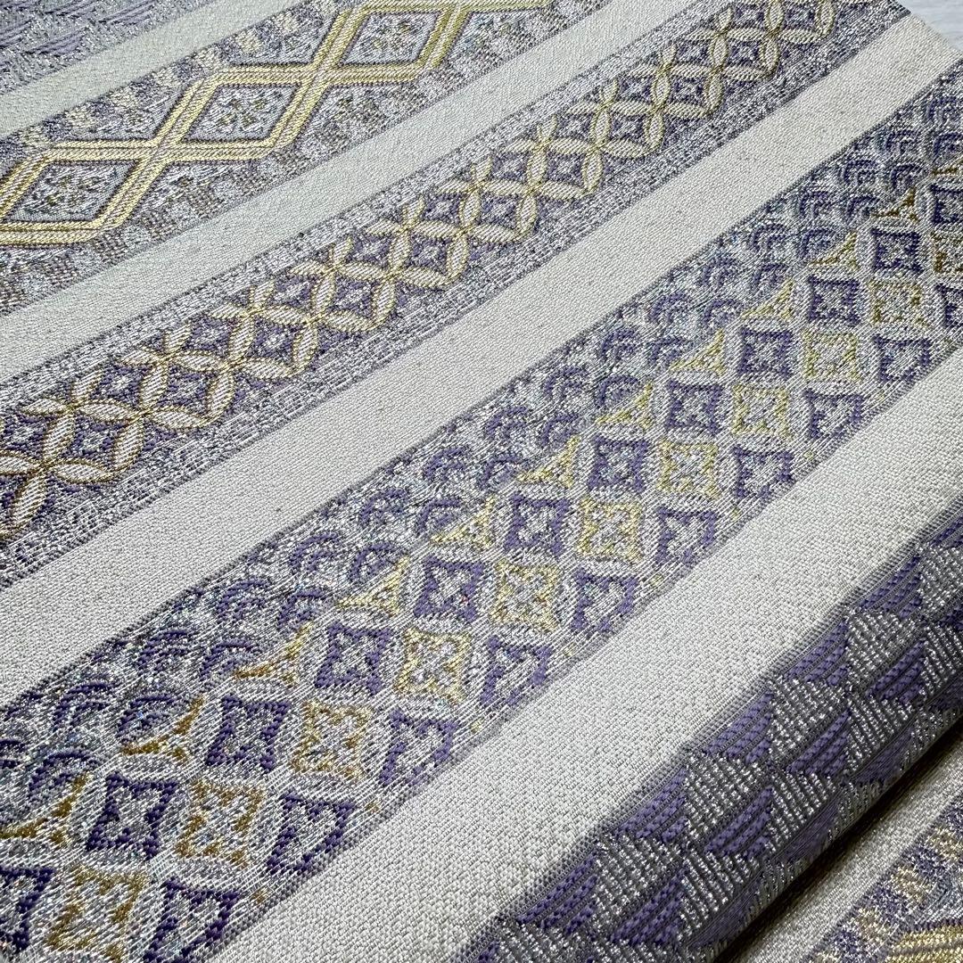 m-8 やまと誂製 七宝 横縞 袋帯 正絹 極美品