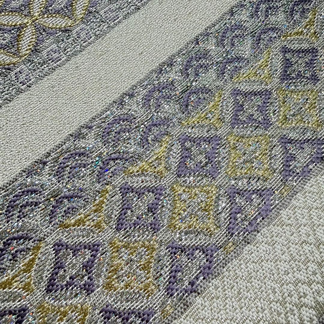 m-8 やまと誂製 七宝 横縞 袋帯 正絹 極美品