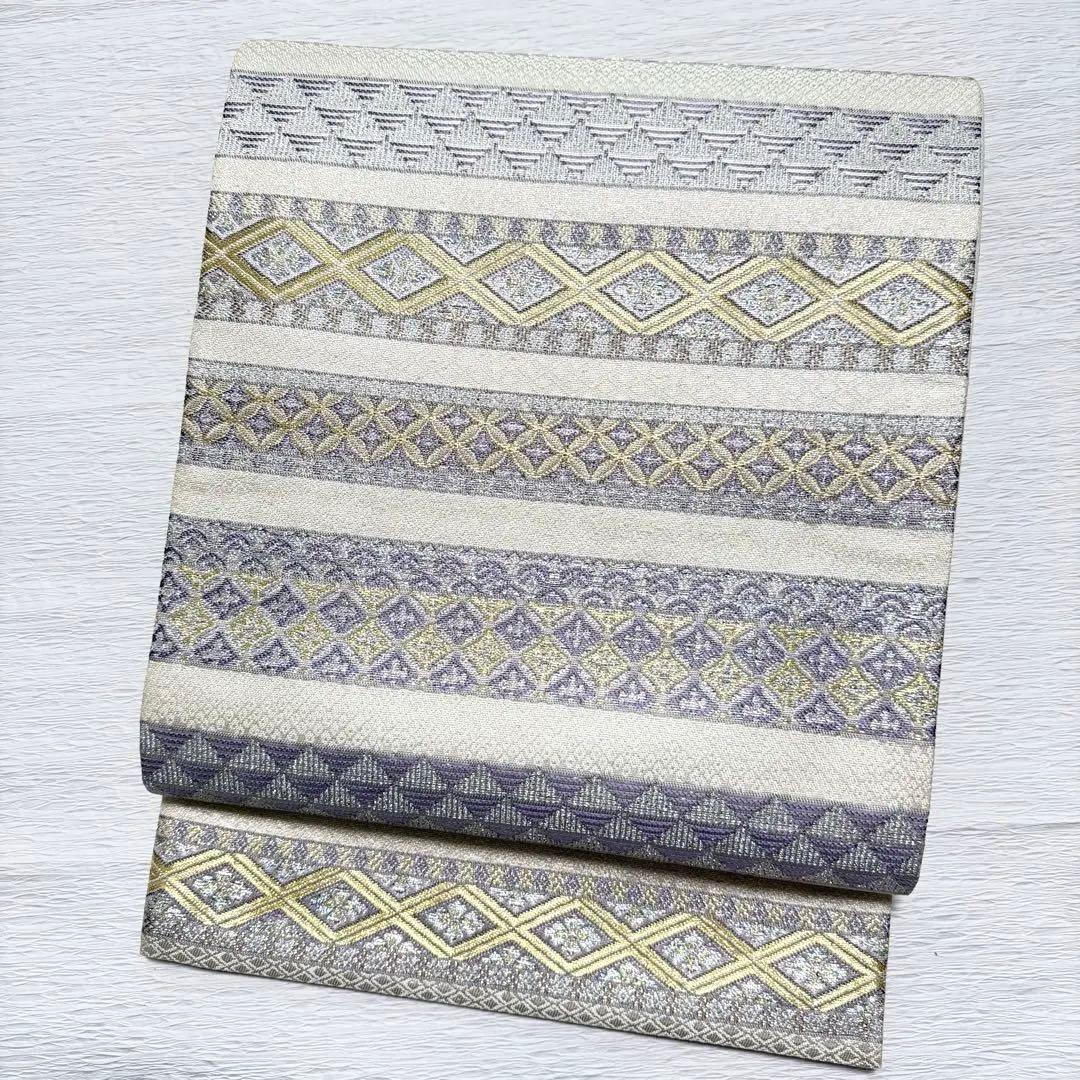 m-8 やまと誂製 七宝 横縞 袋帯 正絹 極美品