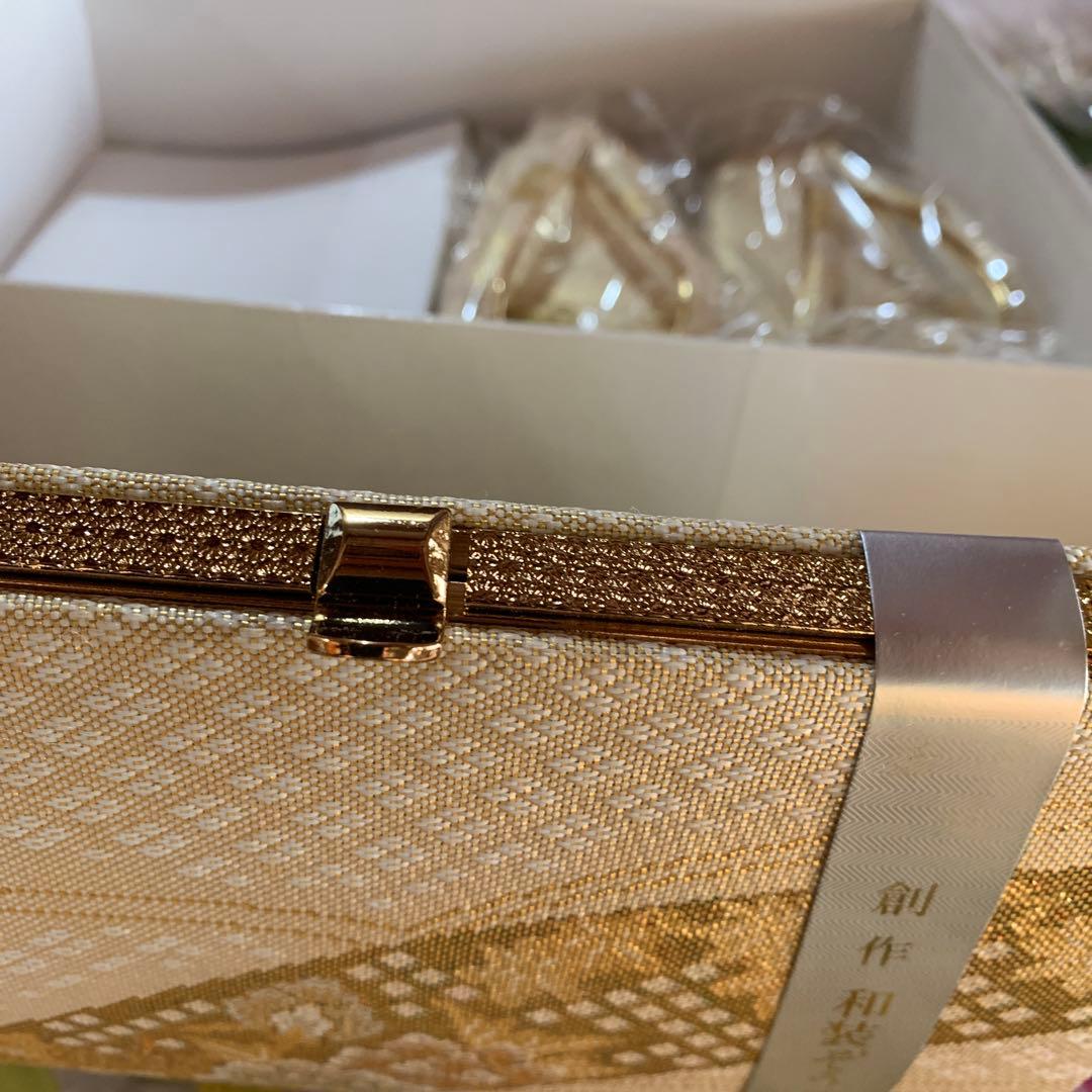 ☆新品Lサイズ 草履 ＆和装バックセット 金色模様 未使用品