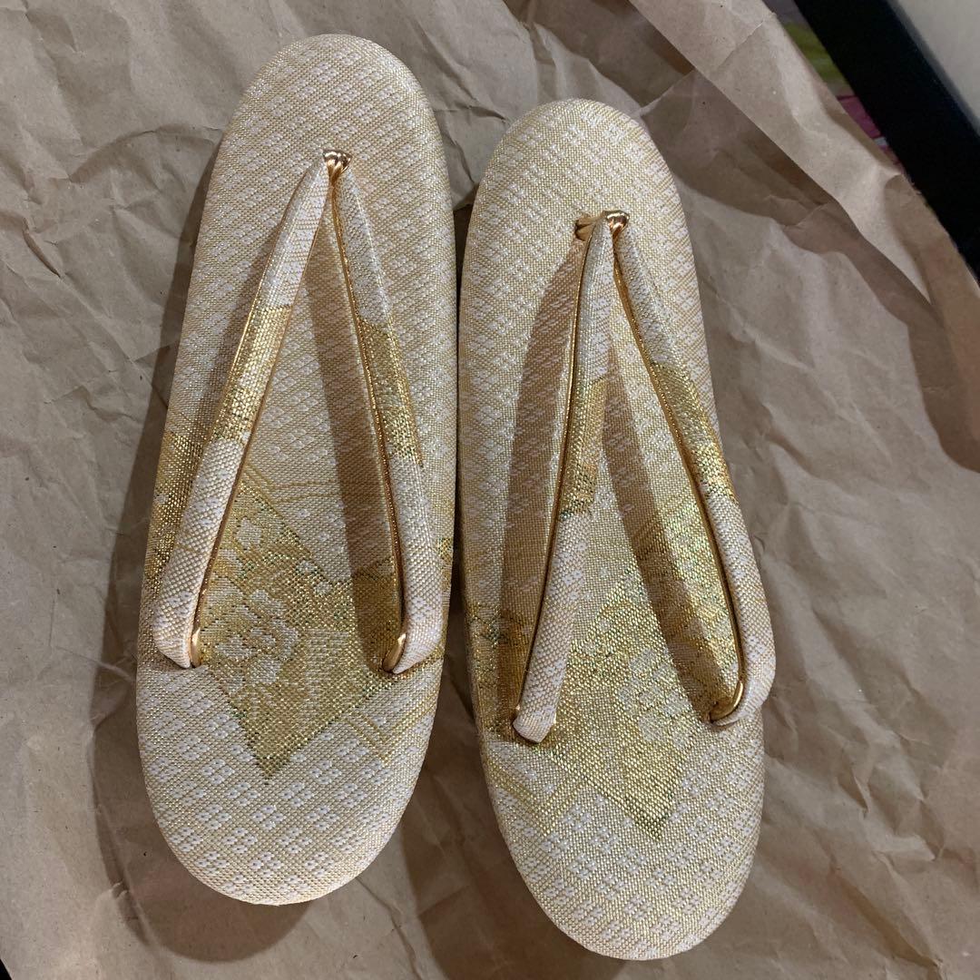 ☆新品Lサイズ 草履 ＆和装バックセット 金色模様 未使用品