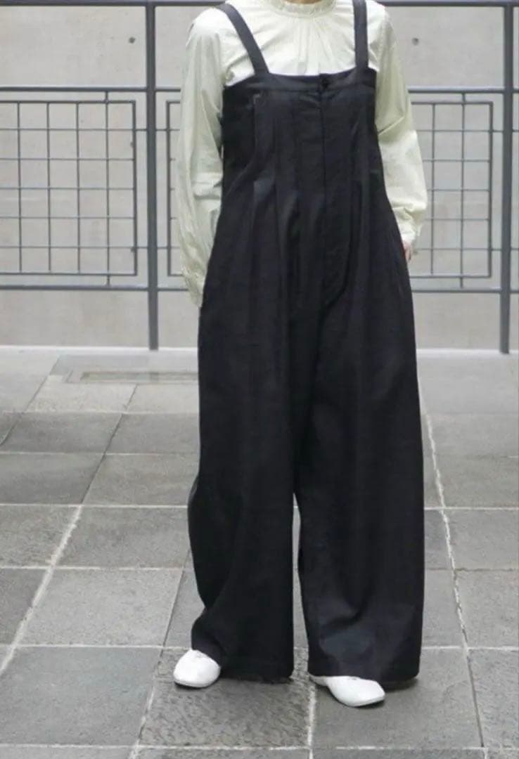 GRANDMA MAMA DAUGHTER リネン混　サロペット　ブラック