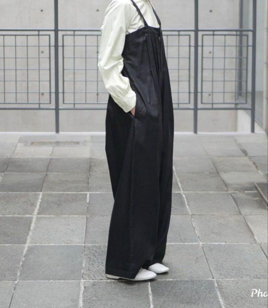 GRANDMA MAMA DAUGHTER リネン混　サロペット　ブラック