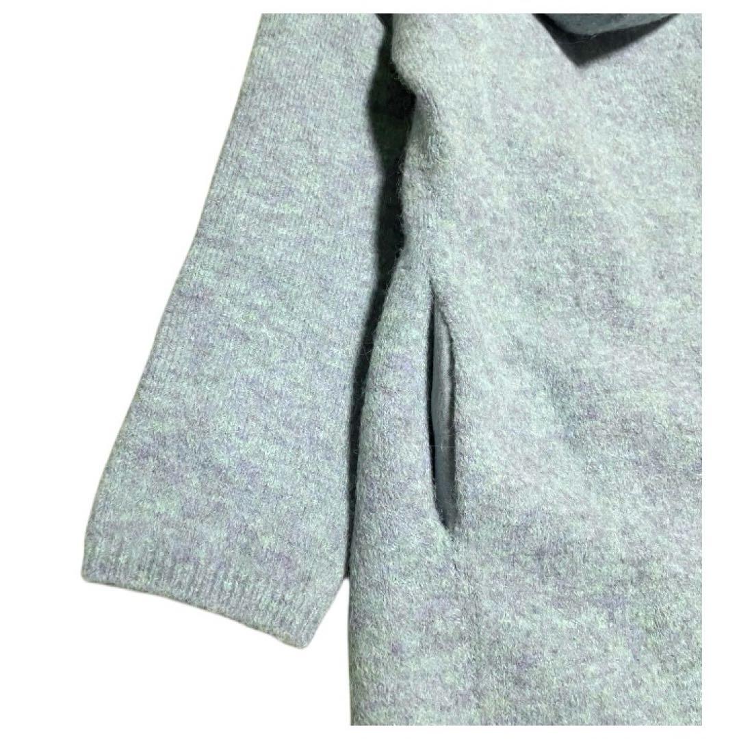 45R BADOU-R アルパカ フード ニット　縮絨ロングコート　ふわふわ起毛