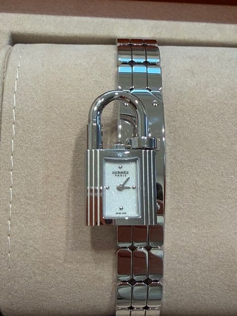 （ベルト延長済）HERMES　ケリーウォッチミニ ステンレス　クロシェット付