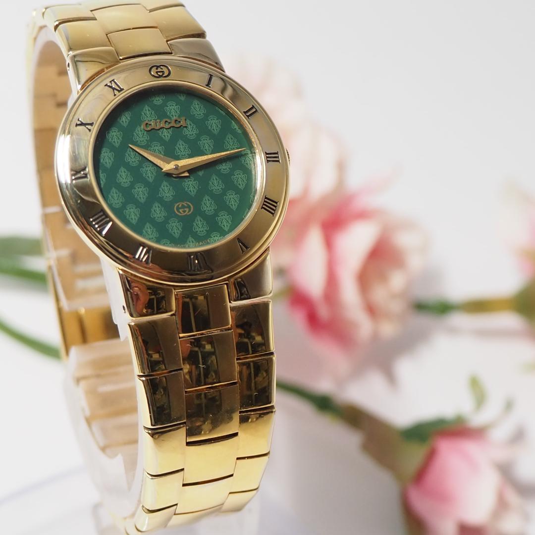 美品 グッチ GUCCI 3300L ローマン ロゴ文字盤 腕時計 箱 H238