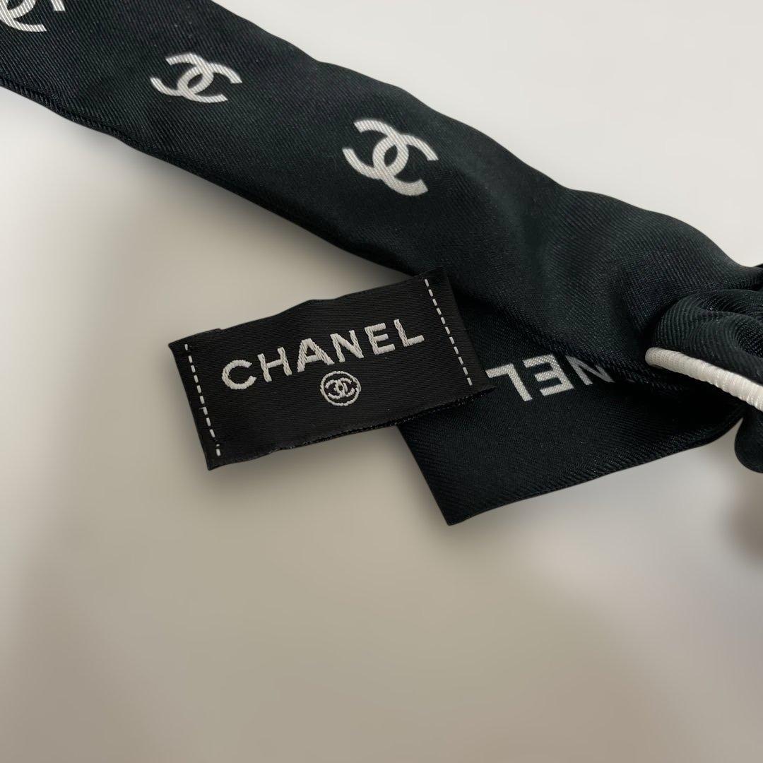 CHANEL シャネル ココマーク シルク シュシュ ヘアゴム ブラック 中古