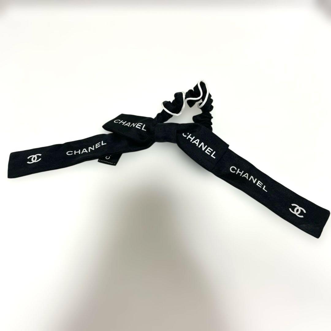 CHANEL シャネル ココマーク シルク シュシュ ヘアゴム ブラック 中古