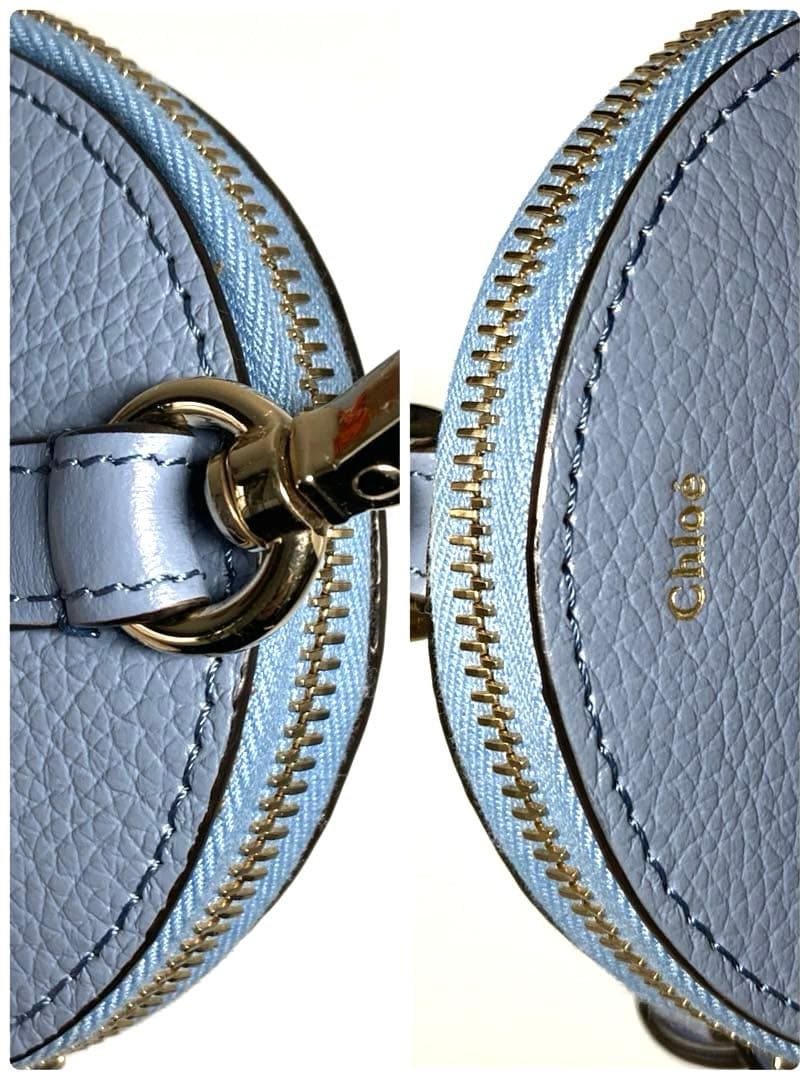 美品　クロエ　レザー　ラウンド　ケース　ミニポーチ　キーホルダー　箱付き