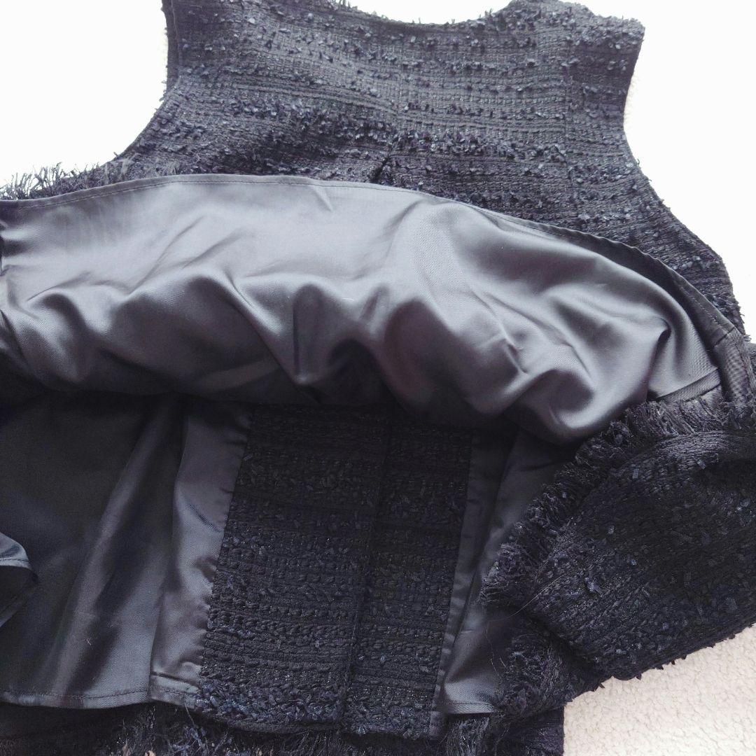 タグ付 cadune カデュネ ツイードフレアジレ 36 ブラック