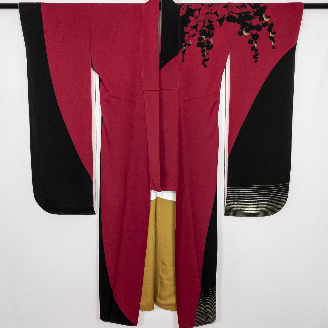 あみい R7SK1335 振袖 モダン お洒落 花 赤 黒 ゴールド