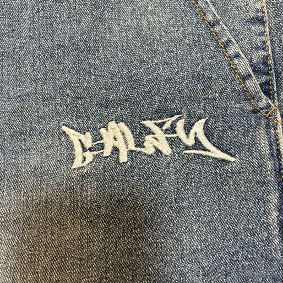 未使用タグ付 美品 GALFY デニムハーフパンツ ビッグロゴ ビンテージXL