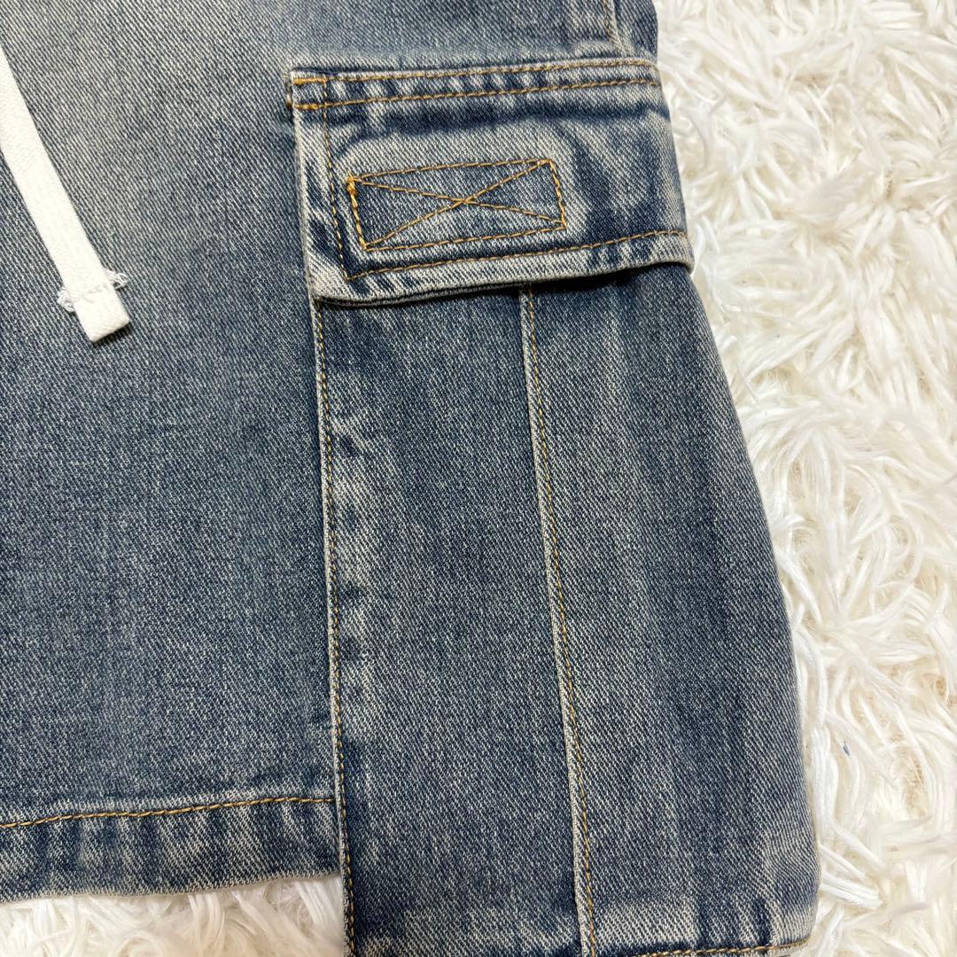 未使用タグ付 美品 GALFY デニムハーフパンツ ビッグロゴ ビンテージXL