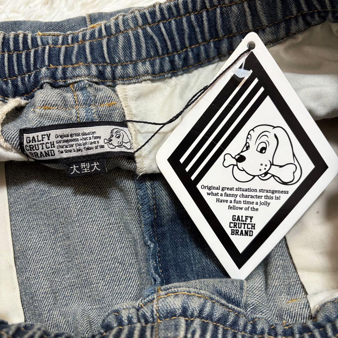 未使用タグ付 美品 GALFY デニムハーフパンツ ビッグロゴ ビンテージXL