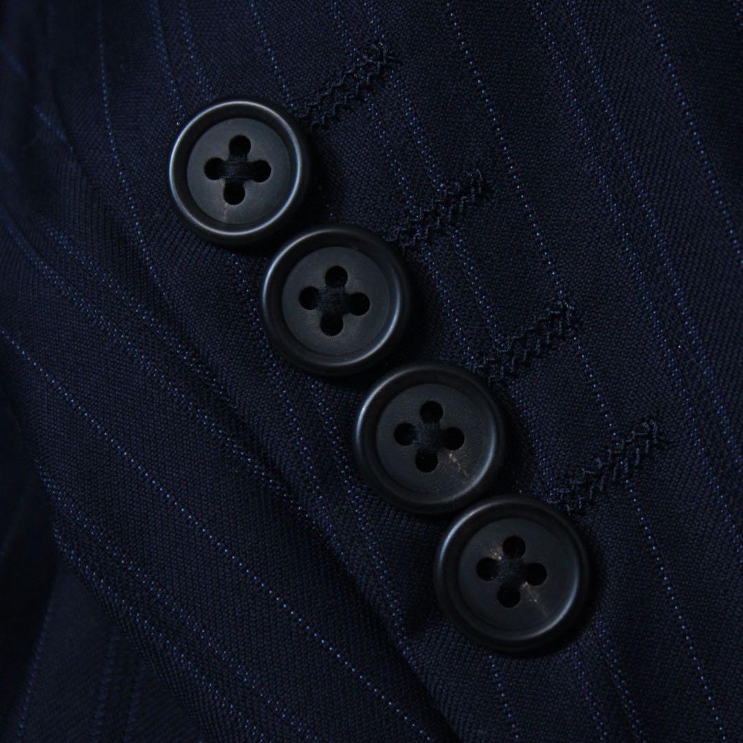 極美品 ポールスミス ロロピアーナ 2Bセットアップスーツ ストライプ ネイビー