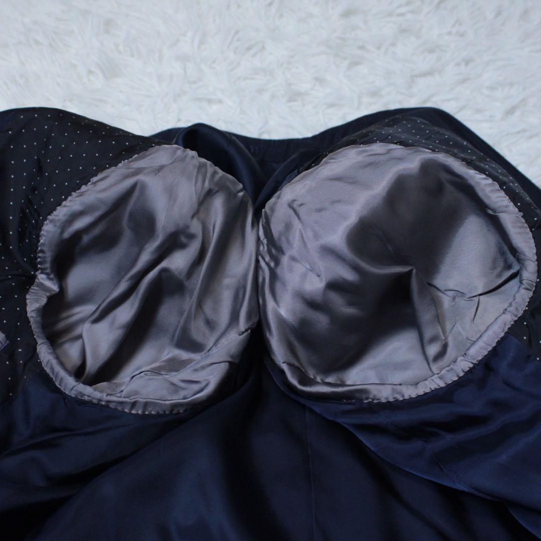 極美品 ポールスミス ロロピアーナ 2Bセットアップスーツ ストライプ ネイビー