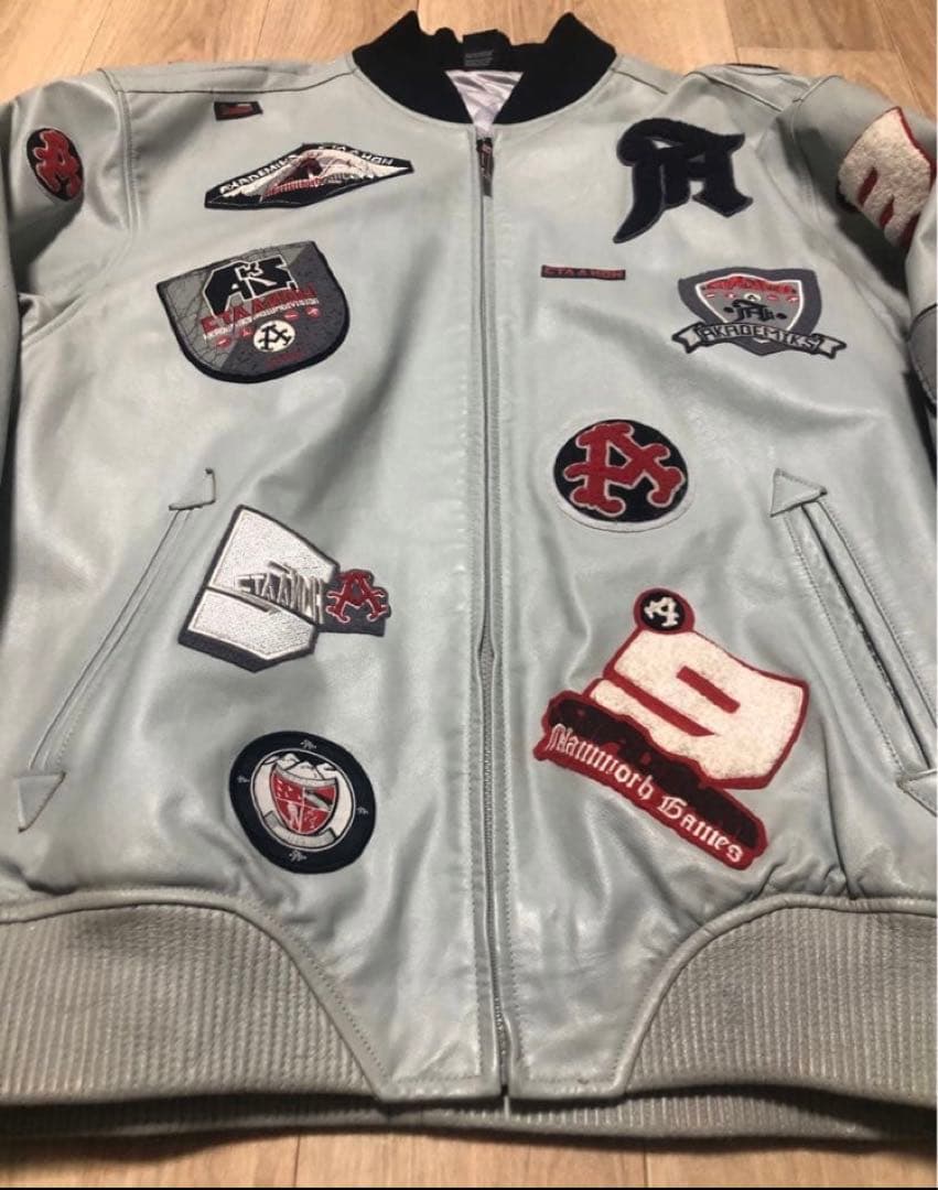 激レア AKADEMIKS 本革 レザー スタジャン ジャケット bboy