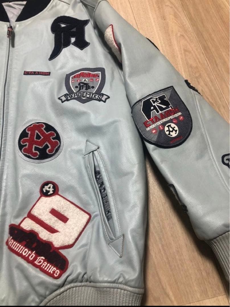 激レア AKADEMIKS 本革 レザー スタジャン ジャケット bboy