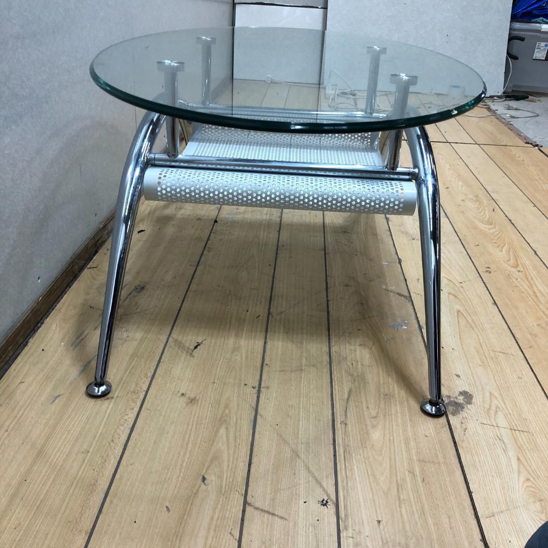 美品 送料無料 ガラス天 センターテーブル ローテーブル モダン250918