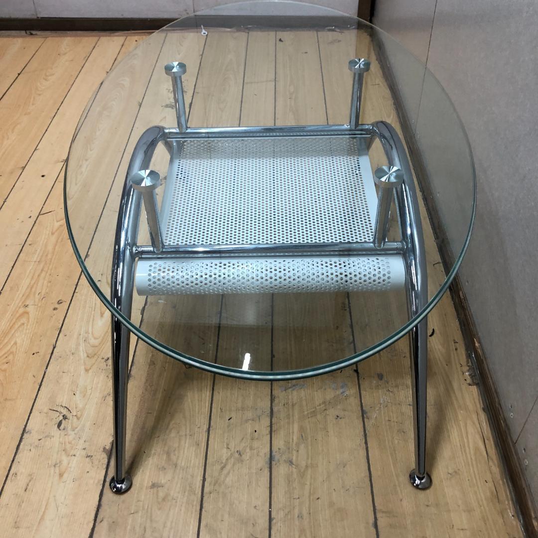 美品 送料無料 ガラス天 センターテーブル ローテーブル モダン250918