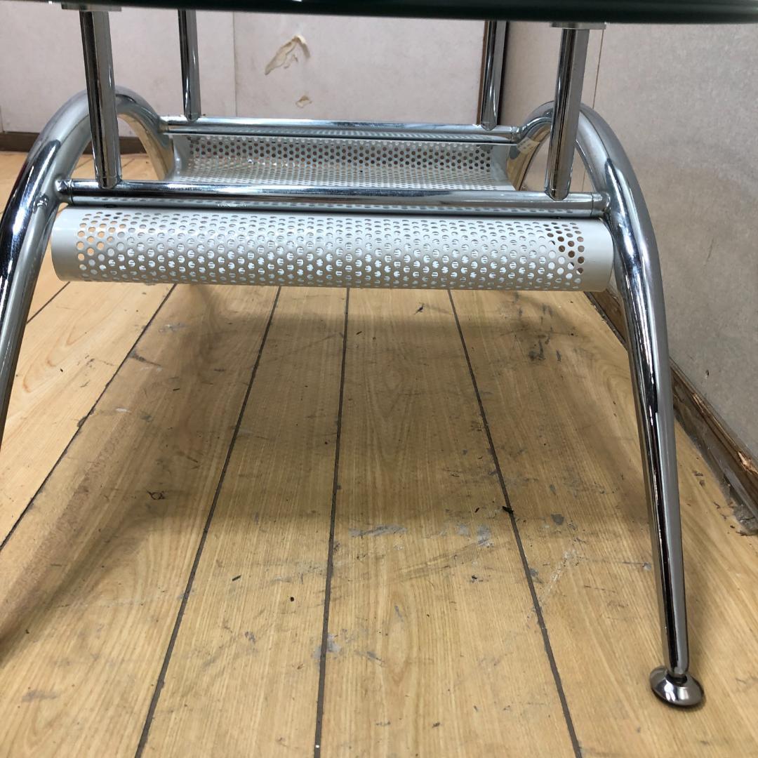 美品 送料無料 ガラス天 センターテーブル ローテーブル モダン250918