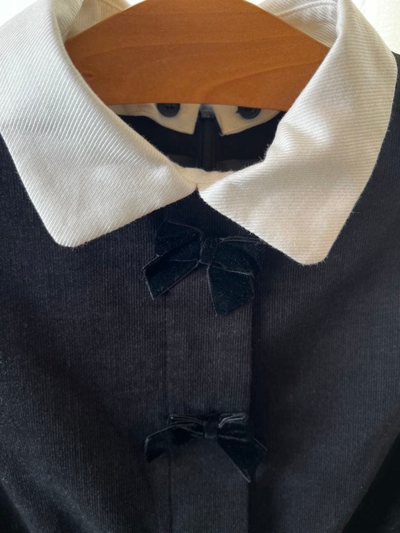 PAMEO POSE Ribbon Call Dress 黒 長袖 ワンピース